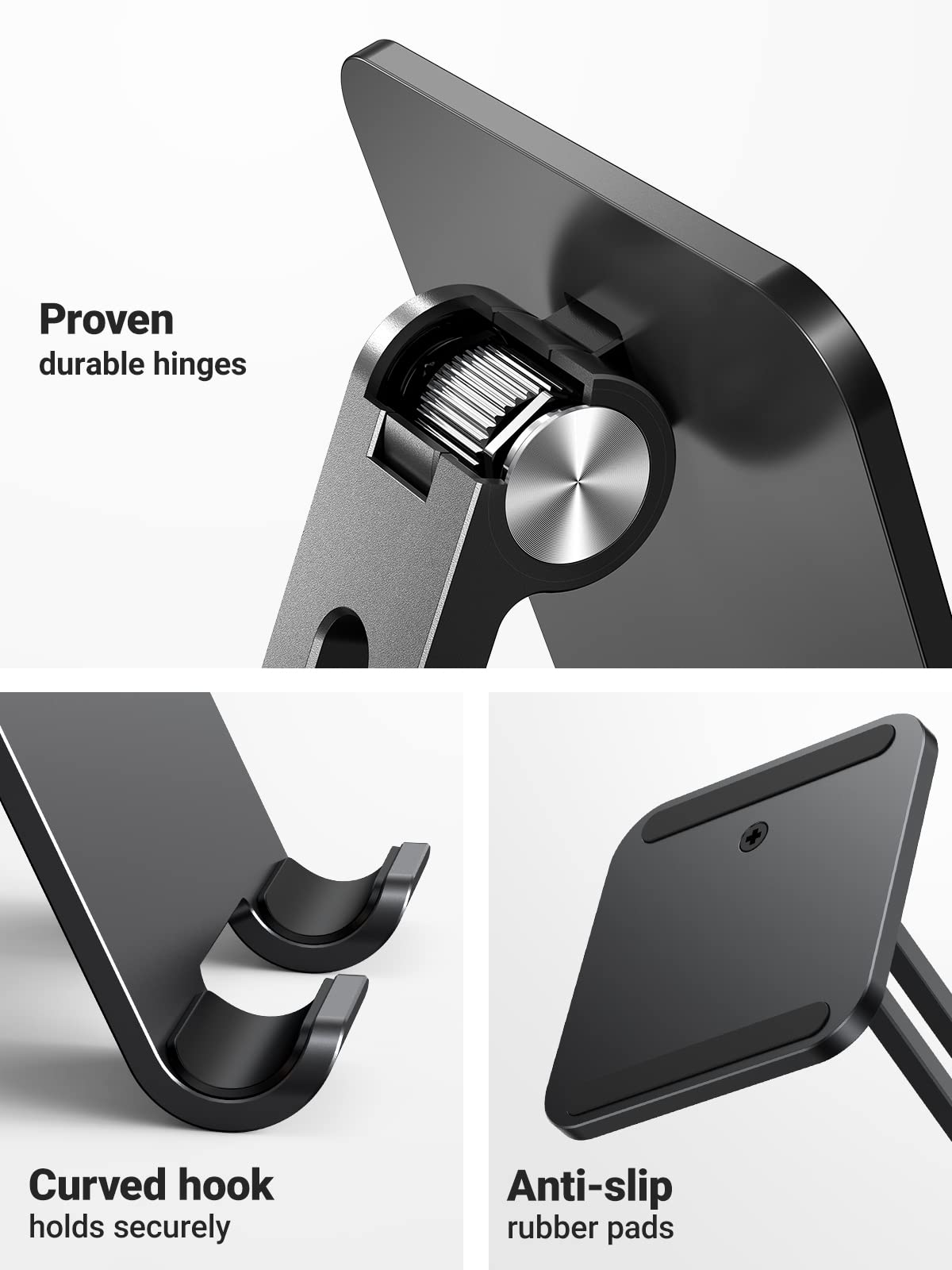 UGREEN Tablet Stand Compatible for iPad Desk Stand Holder Adjustable Aluminum Thicker Base Compatible with iPad Pro Air Mini 13 12.9 11 Inch Home Office Desk Accessories Black - Medaid International