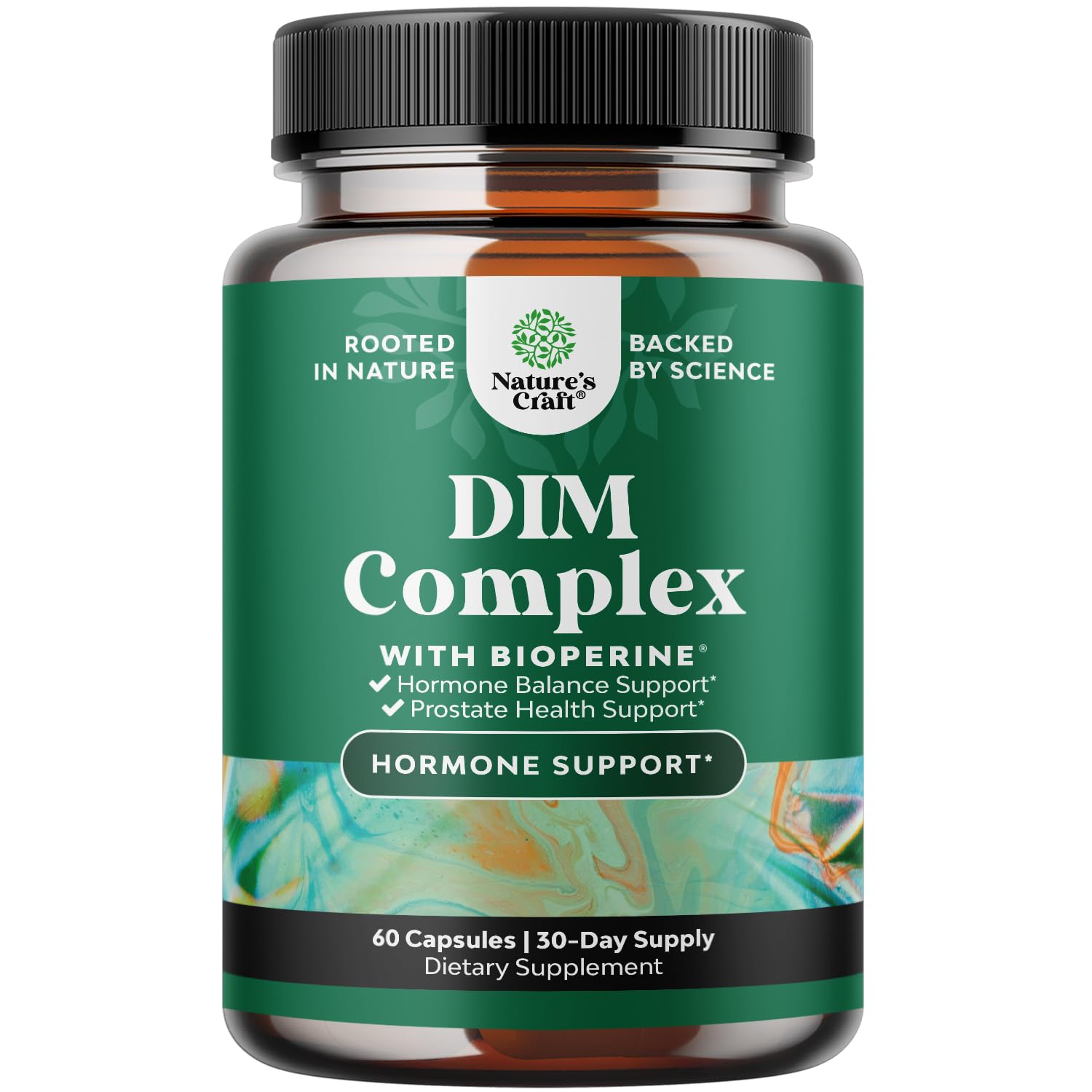 Pure DIM Supplement for Men with Bioperine - DIM Estrogen Blocker for Men for Hormone Balance & Prostate Health - Diindolylmethane Testosterone Complex with Broccoli Florets - 60 Capsules - Medaid International
