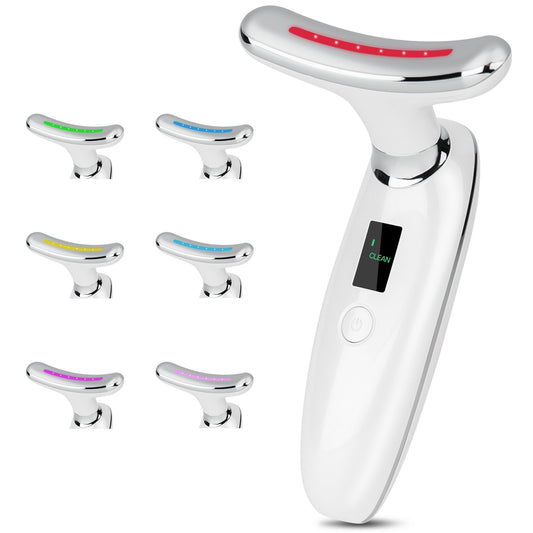 VRAIKO Lilac 7-in-1 Beauty Massager for Face and Neck - Jawline Lifting & Firming - Face Lymphatic Drainage Massager for Anti Aging Wrinkle, Forehead Lines, and Dark Circles, White - Medaid International