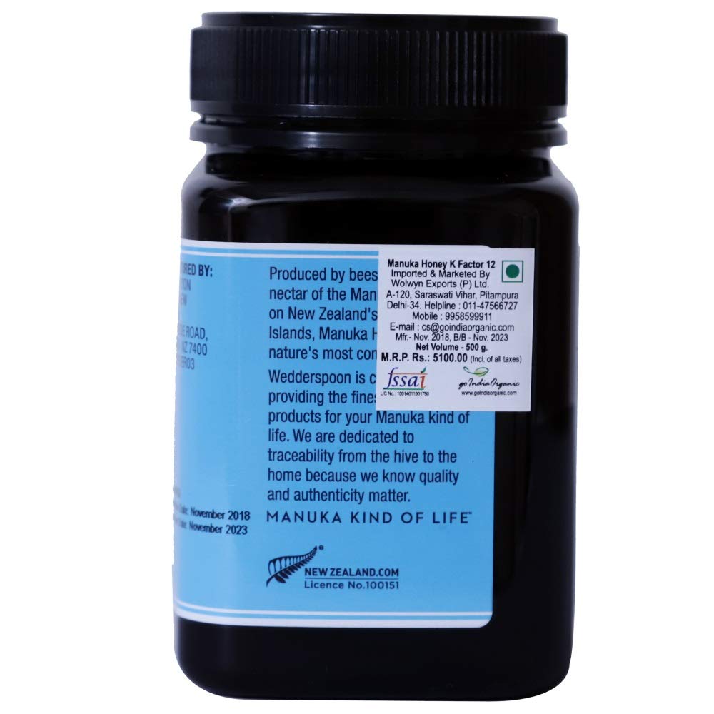 Wedderspoon Raw Premium Manuka Honey, KFactor 12, 17.6 Oz (500g), Unpasteurized, Genuine New Zealand Honey, Non-GMO Superfood, Traceable from Our Hives to Your Home - Medaid International