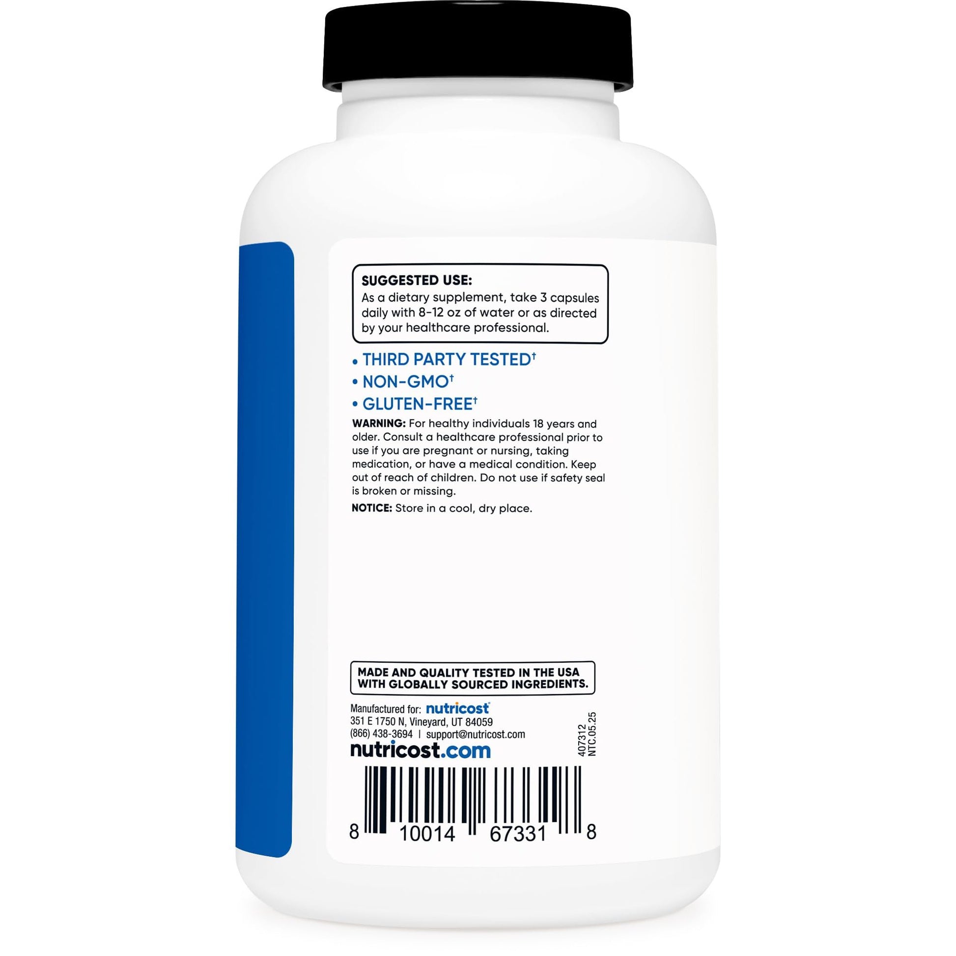 Nutricost Nitric Oxide Booster 2250mg, 180 Capsules - 750mg Per Casule, 60 Servings - Gluten Free and Non-GMO - Medaid International