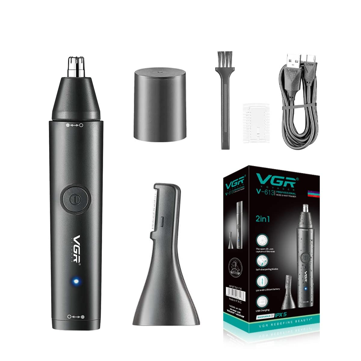 VGR V613 Ear, Nose & Eyebrow Trimmer ‚Äì USB Rechargeable, Nose Clippers & Facial Grooming Tool - Medaid International
