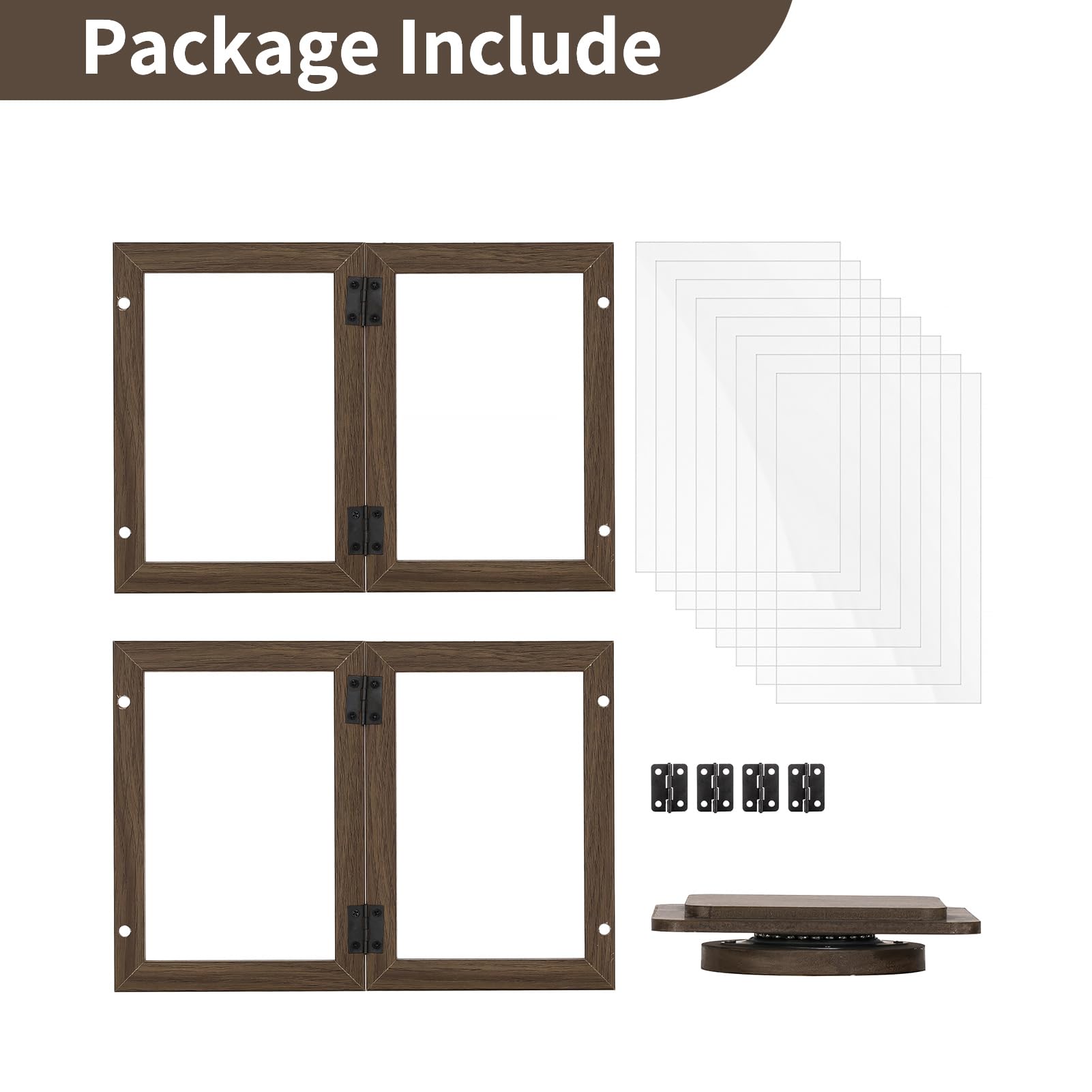 NUPTIO Rotating Picture Frames Cube: 4x6 Inch Double Wooden Brown Photo Frame for Wedding Christmas Birthday Anniversary Office Home Desk - Medaid International