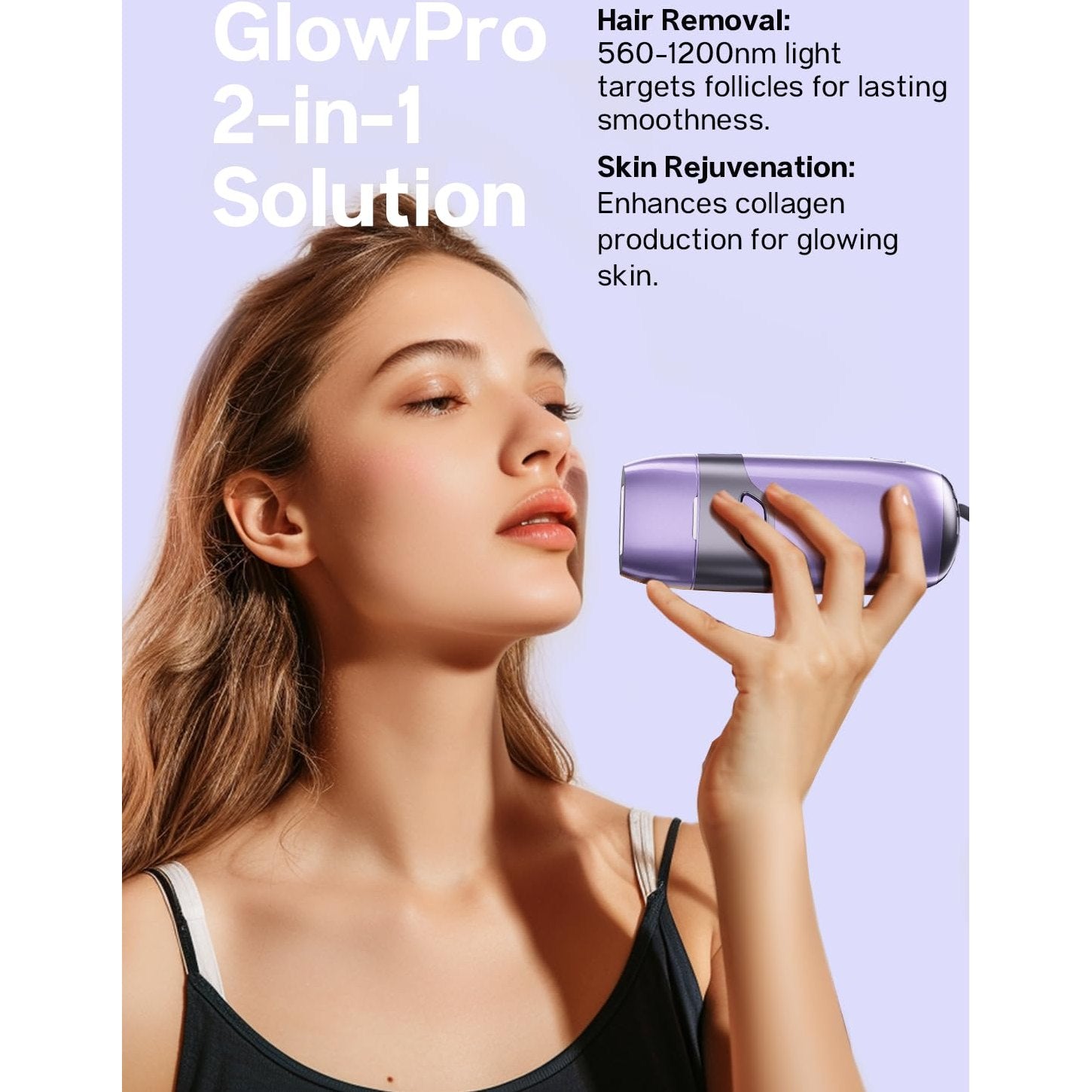 Blex Mini Laser Hair Removal for Women and Men, IPL Laser Hair Removal Device, 201g Mini-Sized Design, 2 in 1 with Skin Rejuvenation, Painless at-Home Hair Remover, Purple - Medaid International