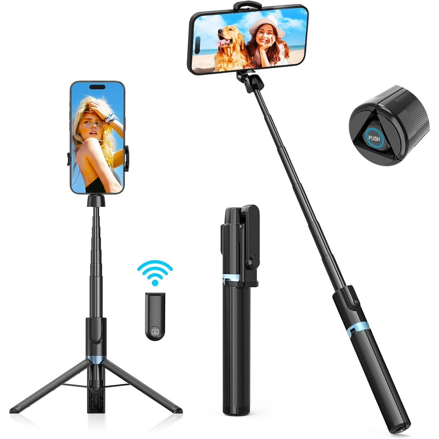 Eocean 102cm Selfie Tripod for Mobile, Mini iPhone Tripod Phone Tripod Stand for Travel, Small Mobile Stand for Video Recording, Selfie Stick with Remote - Medaid