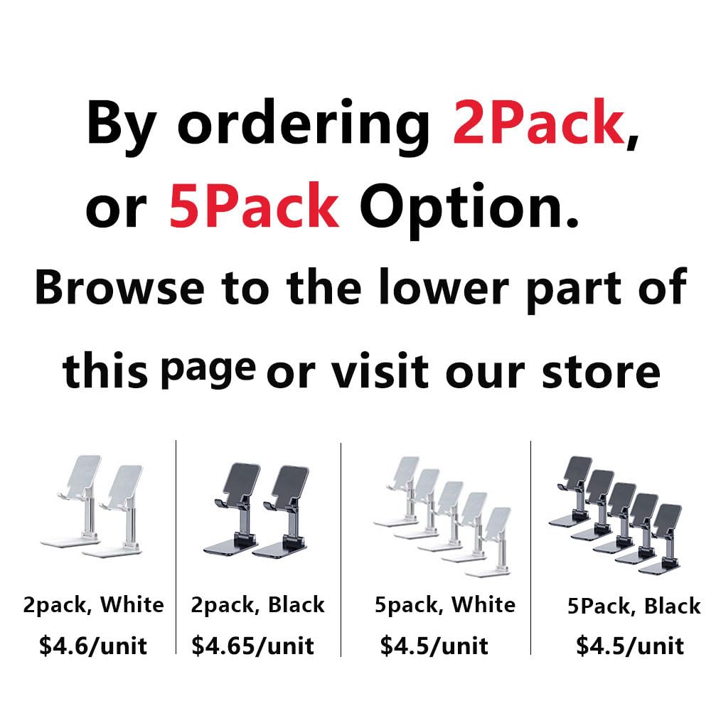 Cell Phone Stand, Angle Height Adjustable Cell Phone Holder with Silicon Pad for Desk Fully Forldable Mobile Phone Holder Compatible with All Mobile Phones, MT-6, (White) - Medaid International