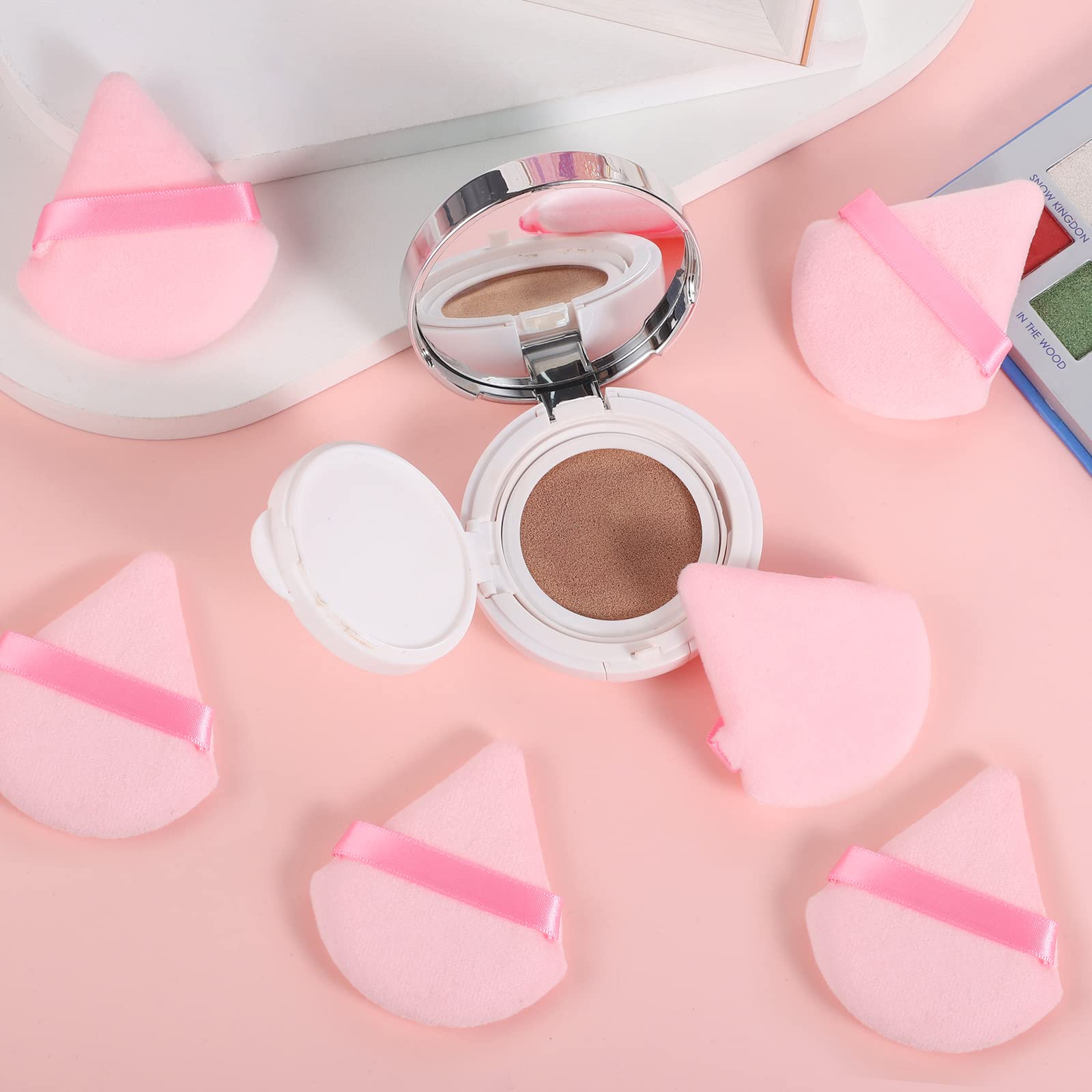 9 PCS Powder Puff, Face Soft Triangle Makeup Puff for Loose Powder Setting Powder, Velour Makeup Blender Sponge Set Beauty Makeup Tool (Pink) - Medaid International
