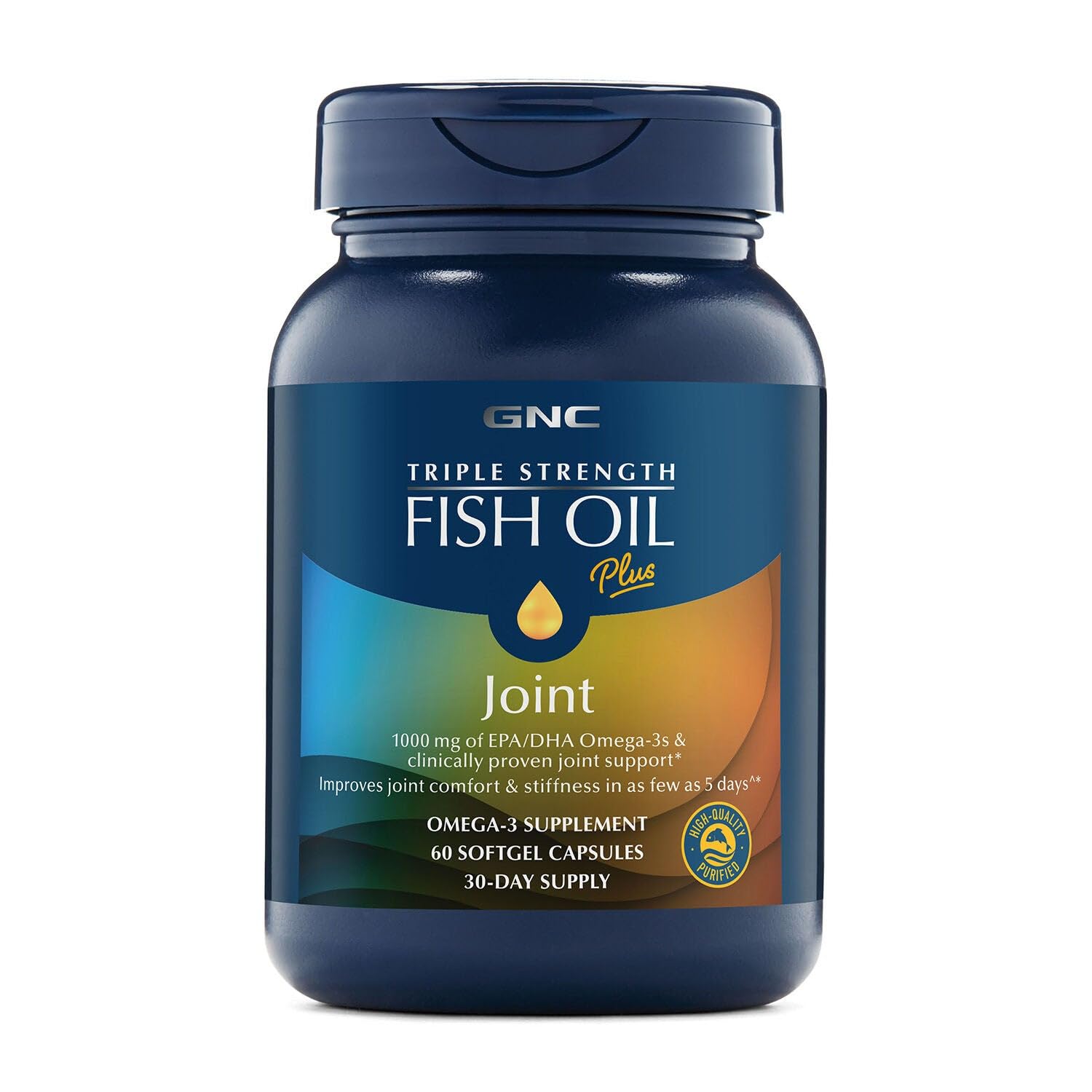 GNC Triple Strength Fish Oil Plus Joint Omega 3, 1000mg EPA and DHA, Heart Health, Plus Fast 5 Day Comfort, Brain, Skin, and Eye, Antioxidants and Botanical Extracts, Control Fish Burps, 30 Servings - Medaid International