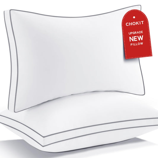 Premium Pillows Standard Size Set of 2, Fluffy and Supportive 7D Down Alternative Bed Pillow, Luxury Soft Hotel Quality Gusseted Pillow for Side Back Stomach Sleeper,Relief Neck Head and Shoulder Pain - Medaid International