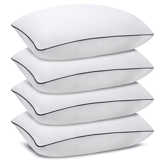 Higoom Standard Size Bed Pillows for Sleeping 4 Pack,Luxury Hotel Pillows,Comfortable and Supportive,Machine Washable,Suitable for Stomach,Back and Side Sleepers. - Medaid International