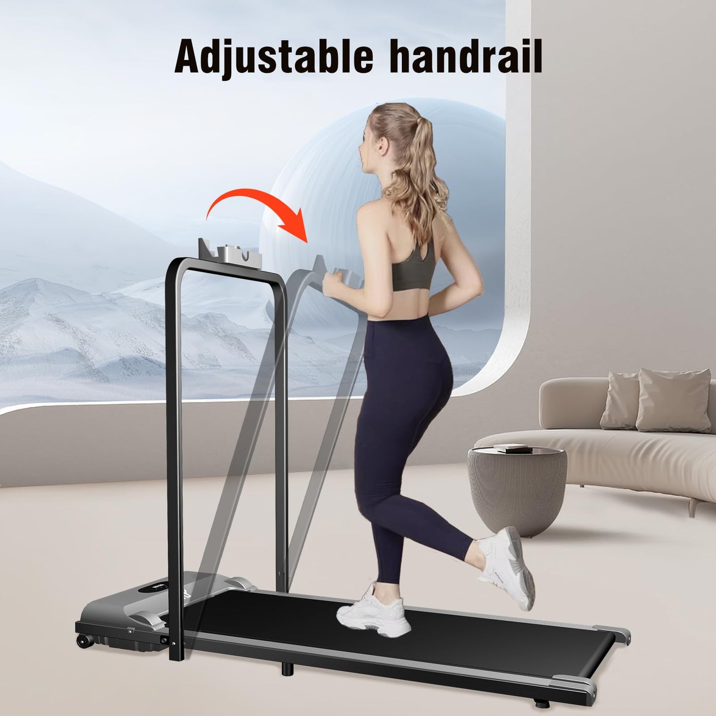 Walking Pad Treadmill, 3 in 1 for Walking and Jogging, Low Noise, Under Desk for Home/Office with LED Display, Remote Control, Installation-Free, Collapsible armrests Grey - Medaid International