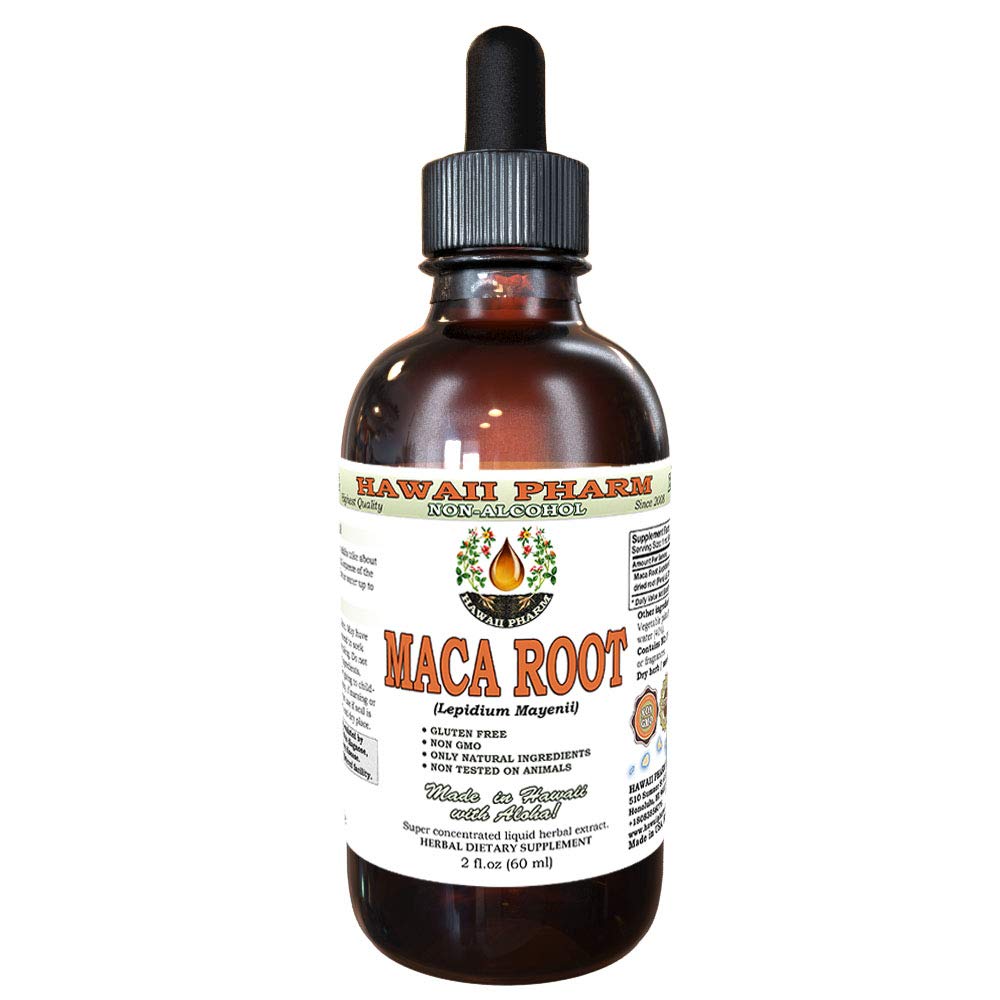Hawaii Pharm Maca Root Alcohol-Free Liquid Extract, Organic Maca (Lepidium Meyenii) Whole Dried Plant Glycerite Natural Herbal Supplement, USA 2oz - Medaid International