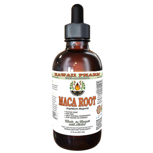 Hawaii Pharm Maca Root Alcohol-Free Liquid Extract, Organic Maca (Lepidium Meyenii) Whole Dried Plant Glycerite Natural Herbal Supplement, USA 2oz - Medaid International