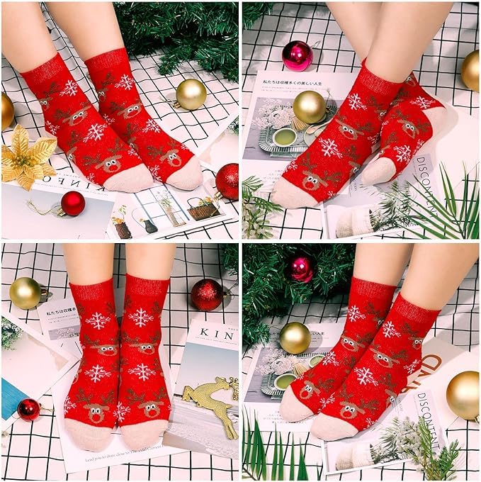 DVKKHD 5 Pairs Christmas Socks, Funny Christmas Socks for Women and Men, Unisex Winter Socks with Xmas Patterns, Warm and Cozy Socks Set, Xmas Gift for Family, Friends, Adults, Girls and Boys - Medaid International