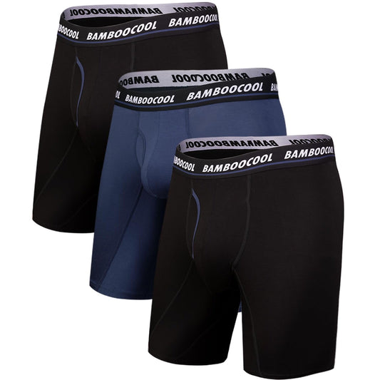 BAMBOO COOL Men's Long Boxer Briefs Performance Long Leg Sports Boxer Brief Underwear MultiPack - Medaid International