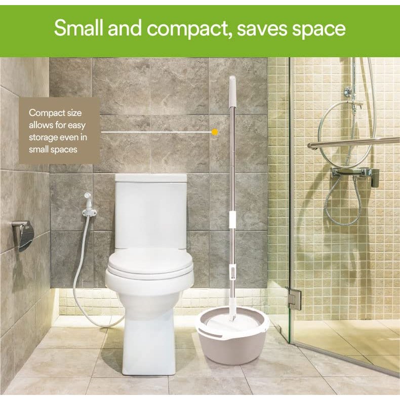 Scotch-Brite 2-in-1 Bucket Spin Mop Set (Includes: mop with Stick, Bucket, mop Refill) | 360 Easy All-Around Cleaning | Cleaning Mop | rinsing and Drying in a Single Bucket | Floors | 1 Set/Pack - Medaid International