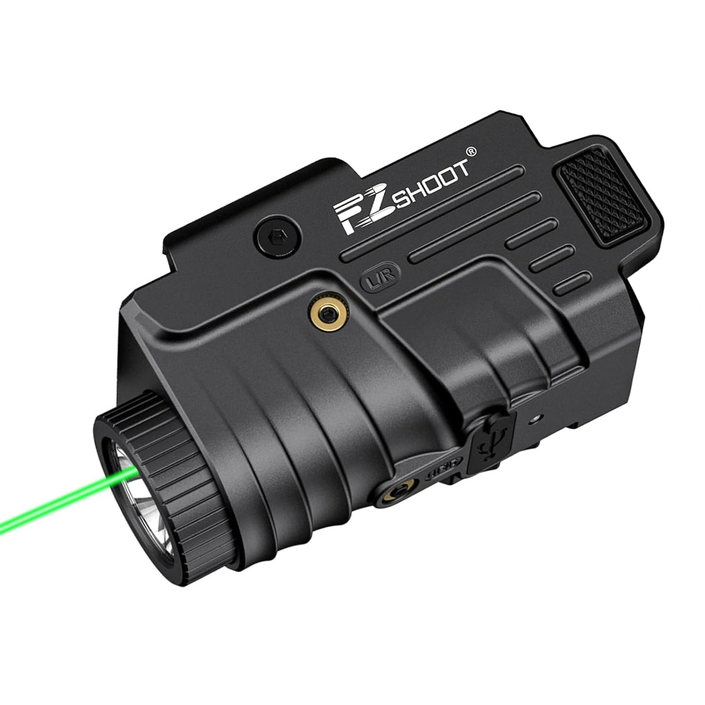 EZshoot 800 Lumens Pistol Light Laser Combo Rechargeable, Pistol Flashlight with Slidable Rail Compatible with Glock and Picatinny Rail, Tactical Flashlight with Green Laser Beam - Medaid International