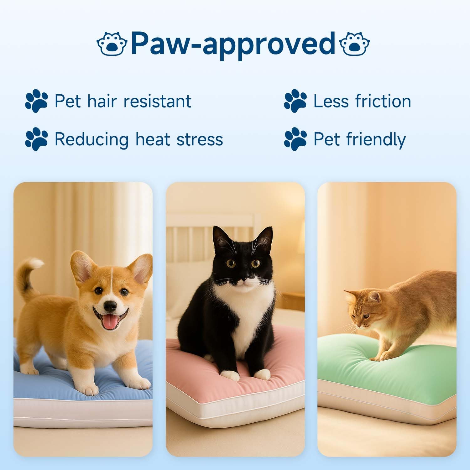 MEELUS Silky Soft Pillows Queen Size Set of 2, Luxury Hotel Down Alternative Bed Pillows 2 Pack for Side Back Stomach Sleepers, Gusseted Supportive, Machine Washable, Cooling Blue, 20" x 30" - Medaid International