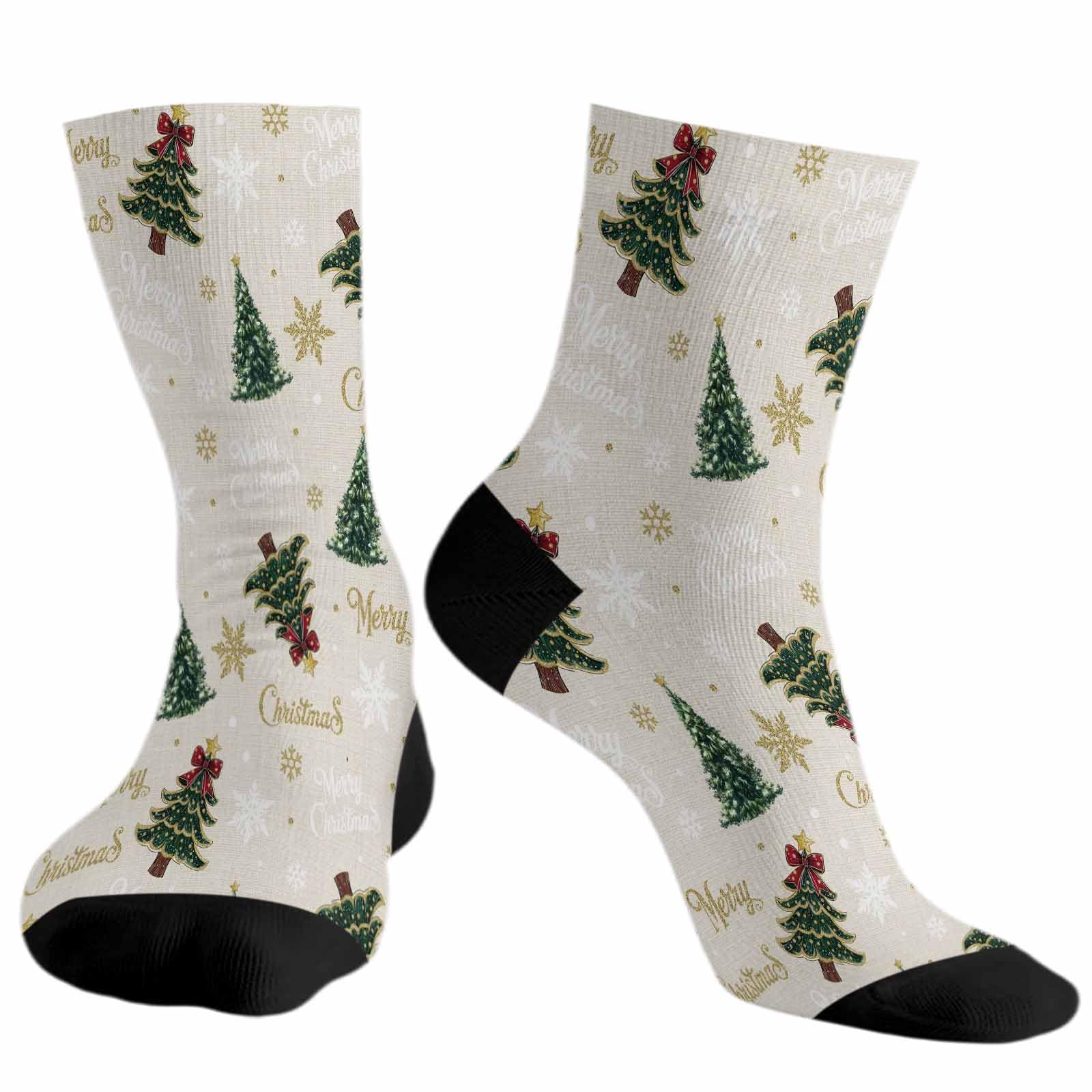 Men's Crew Socks Merry Christmas Pine Tree Star Athletic Socks Breathable Running Sock, Cushioned Ankle Sock for Men 1 Pack - Medaid International