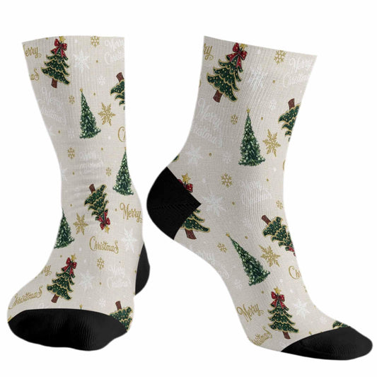 Men's Crew Socks Merry Christmas Pine Tree Star Athletic Socks Breathable Running Sock, Cushioned Ankle Sock for Men 1 Pack - Medaid International