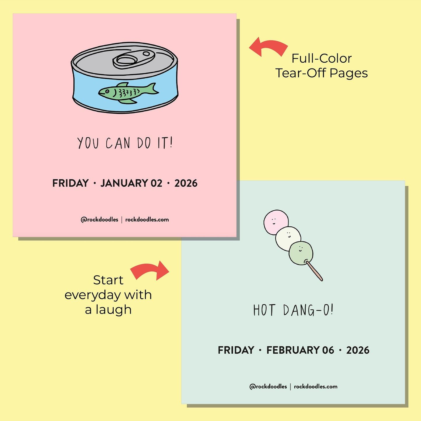 Rockdoodles 2026 Punny Day-to-Day Calendar | Funny Daily Desktop Calendar Christmas Stocking Stuffer Gift for Home or Office, Daily Tear Off Pages With New Puns | A Pun A Day by Rockdoodles - Medaid International