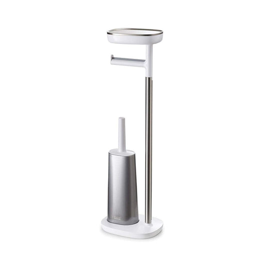 Joseph Joseph EasyStore Butler Toilet Paper Holder Stand and Flex Toilet Brush with Shelf and Drawer, Stainless Steel - Medaid International
