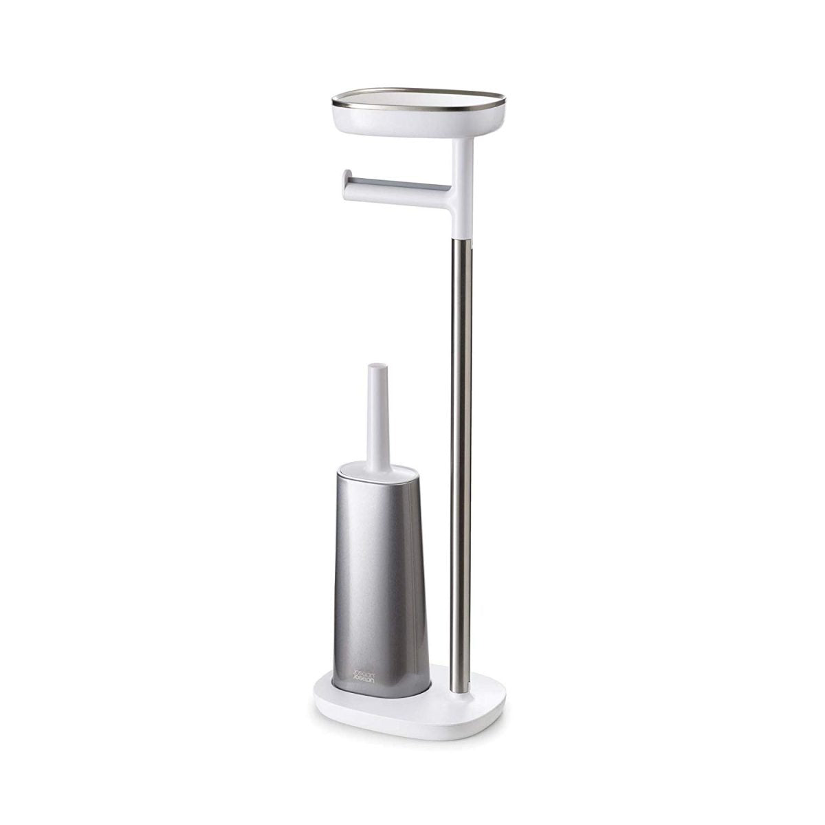 Joseph Joseph EasyStore Butler Toilet Paper Holder Stand and Flex Toilet Brush with Shelf and Drawer, Stainless Steel - Medaid International