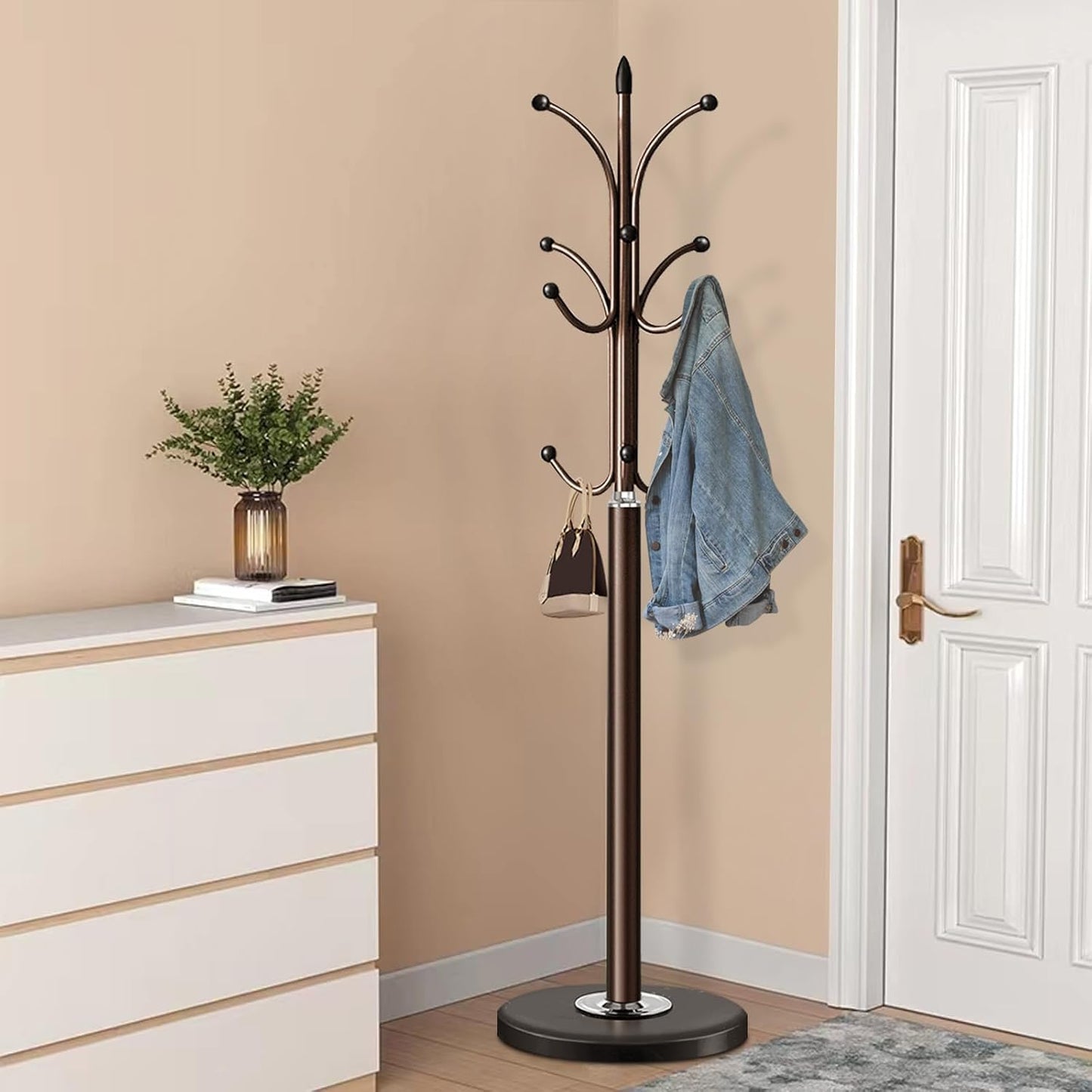 Coat Racks, Coat Stand Metal Hat Heavy Bedroom Hallway Free Standing Clothes Hat Rack Hangers Hat Hanger Holde - Medaid International