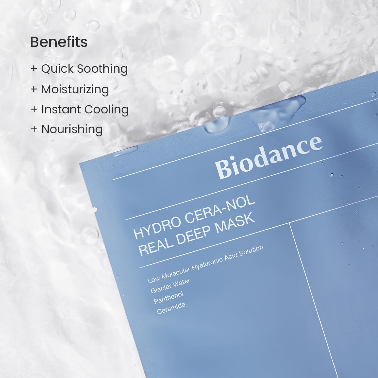 BIODANCE Hydro Cera-nol Real Deep Mask, Overnight Hydrogel Mask, Hydrating Facial Mask For Sensitive Skin, Redness Reducing & Quick Soothing Effect, Korean Skincare, Stocking Stuffers |1.19oz(34g)x4ea - Medaid International