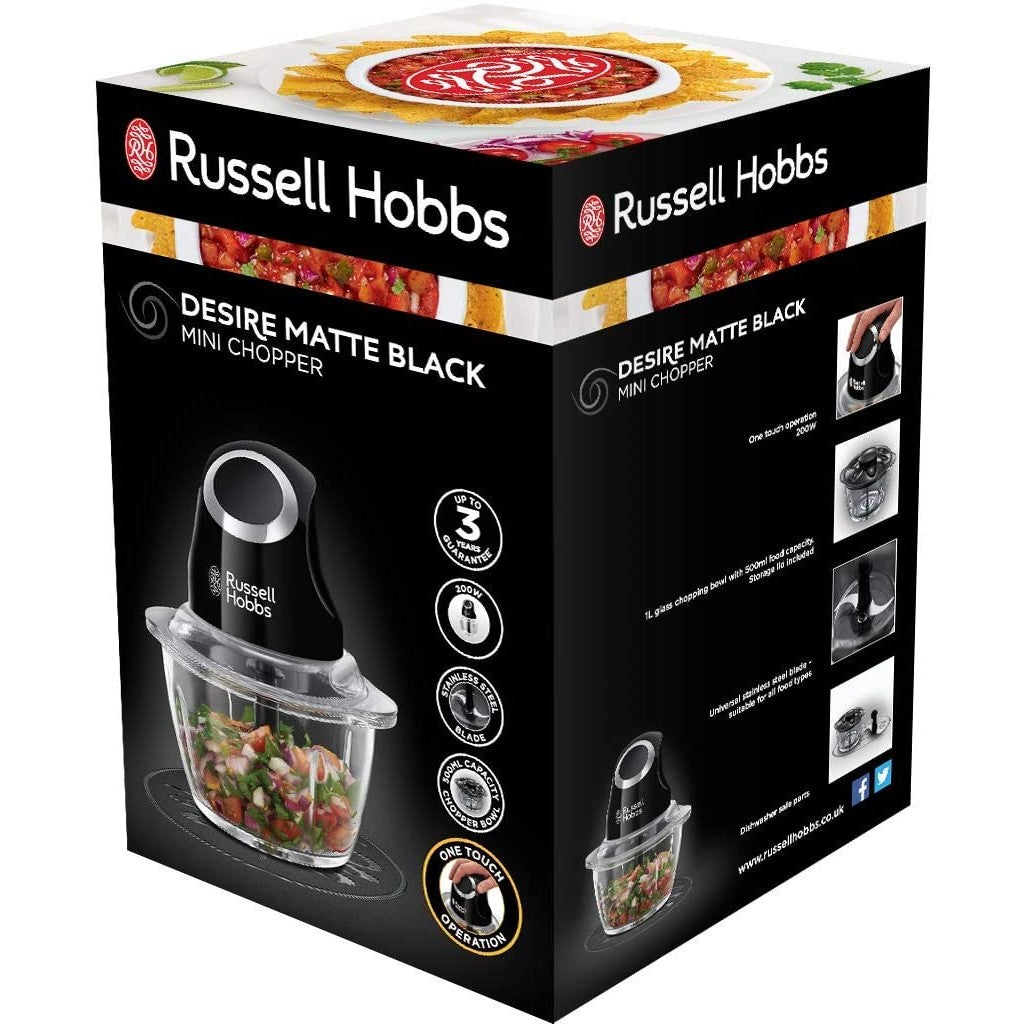 Russell Hobbs Desire Mini Chopper, Matte Black - Medaid International