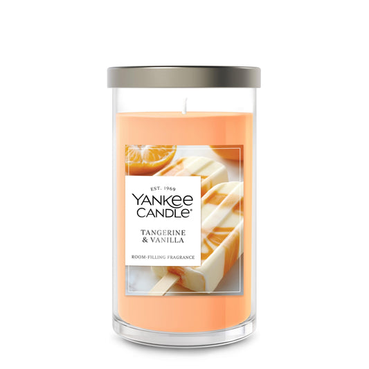 Yankee Candle Medium Pillar Scented Candle with up to 115 Hour Burn Time, Premium Plant Wax Blend for Consistent Burn, 14.25 oz Pillar Candle with Room Filling Fragrance, Tangerine & Vanilla - Medaid International