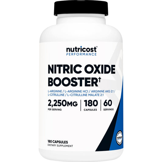 Nutricost Nitric Oxide Booster 2250mg, 180 Capsules - 750mg Per Casule, 60 Servings - Gluten Free and Non-GMO - Medaid International