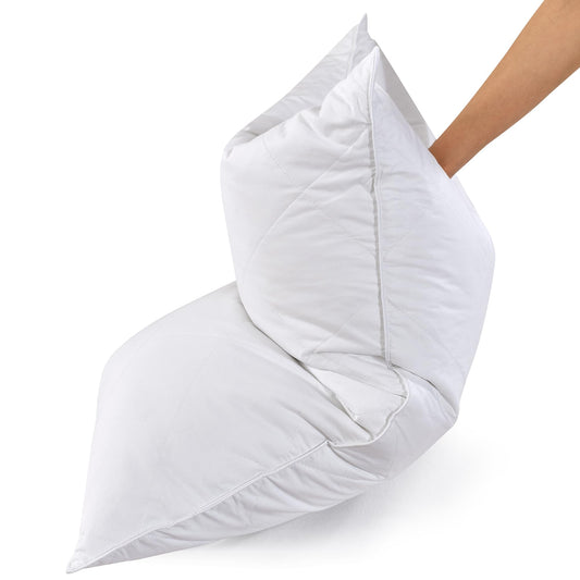 Three Geese White Goose Feather Pillows Queen/Standard Size Set of 1- Soft 600 Thread Count 100% Cotton, Medium Firm,Soft Support, White Solid - Medaid International