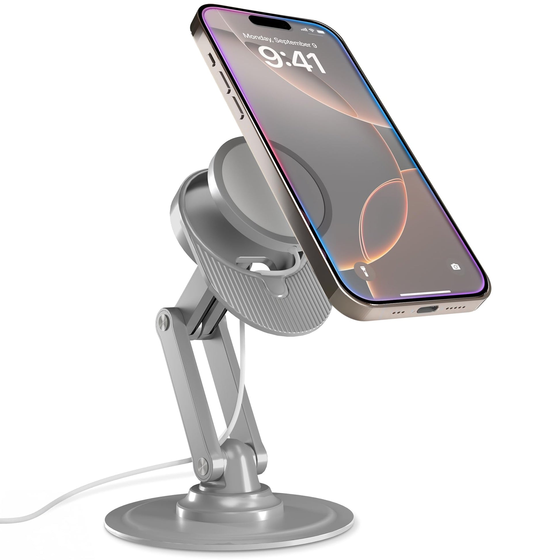 COOPER 360 MagBase, Stand for Apple MagSafe Charger (Not Included) MagSafe Charger Stand for iPhone 17 Pro Max, iPhone 16, 15,14,13,12, AirPods Charging, Standby Mode, 360° Rotation (Space Grey) - Medaid International