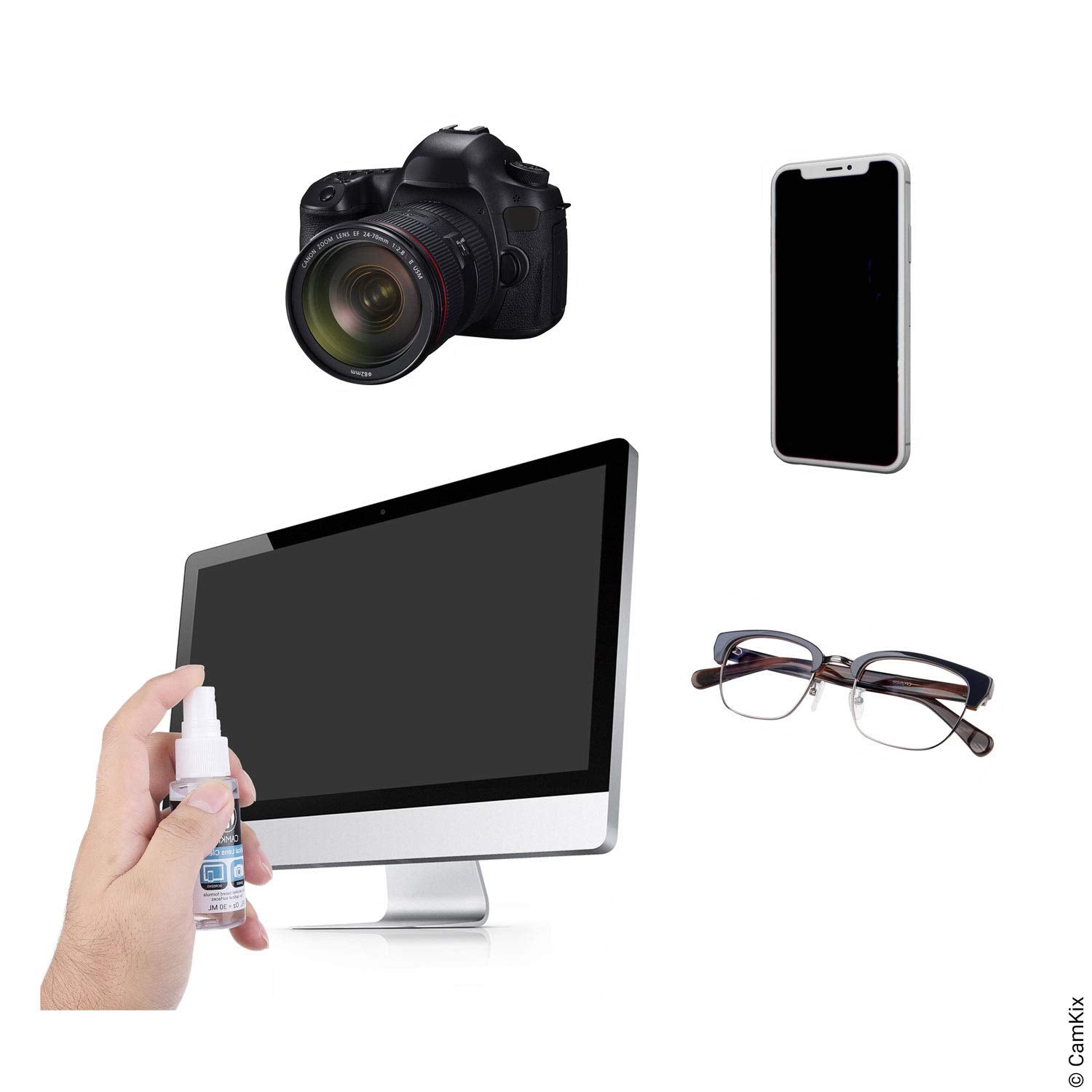 Cleaning Kit for Eyeglasses/Sunglasses - Lens Cleaning Tool with 2 Sets of Spare Pads, Lens Cleaning Spray Bottle, 3 Microfiber Cloths - Quick and Easy to Use - Immaculate Results - Medaid International