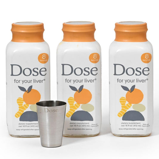 DOSE for Your Liver Cleanse Detox & Repair, Organic Milk Thistle Supplement with Turmeric, Dandelion, Ginger, and Orange, Promotes Optimal Liver Function,16oz Bottle, 3 Pack (3 Weeks Supply) - Medaid International