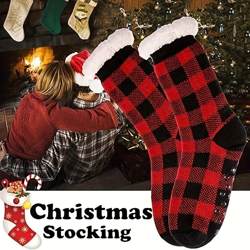 Christmas Checkered Socks Super Thick and Warm for Men and Women - Perfect Xmas Accessories Christmas Gifts for Friends and Family - Machine Washable - Medaid International