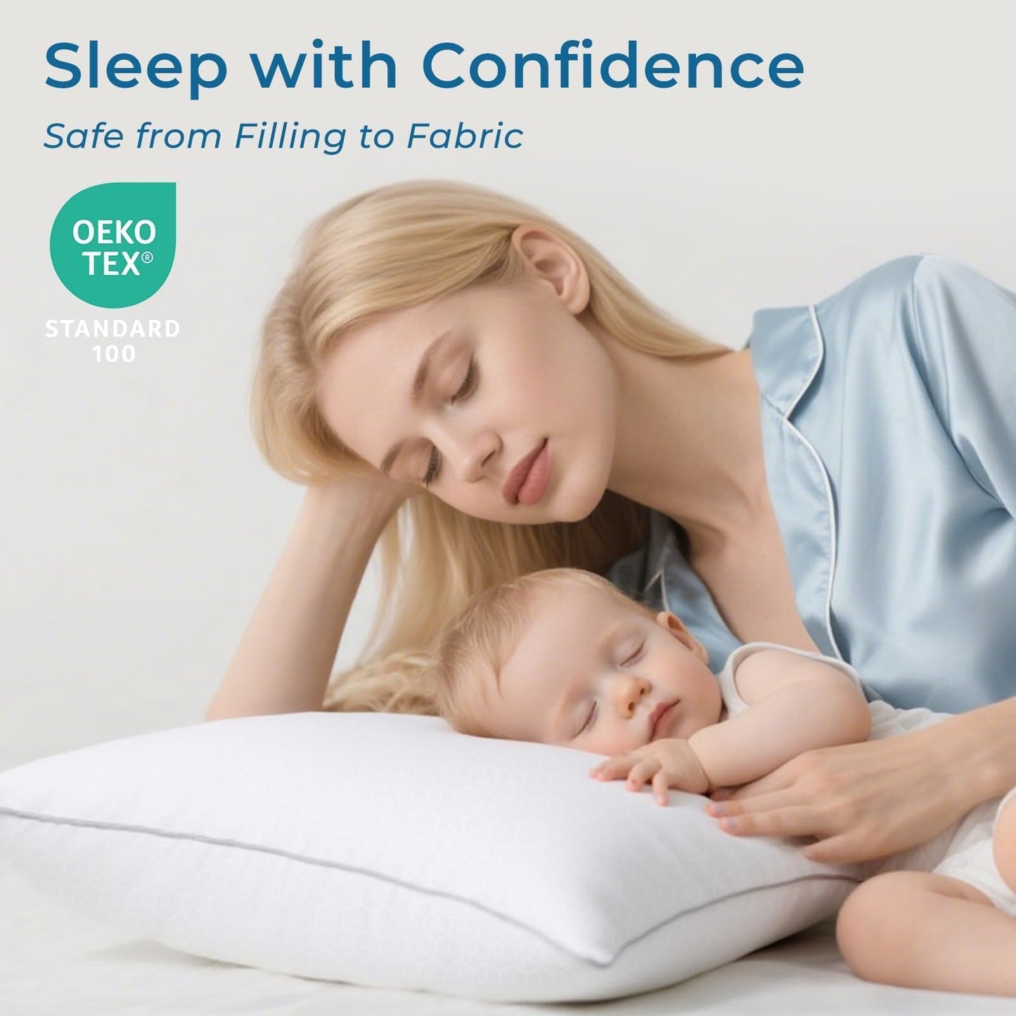 Sasttie Pillows Queen Size Set of 2, Bed Pillows for Side, Back, and Stomach Sleepers - Oeko-Tex Certified Down Alternative Plump Filling - Hotel Quality and Machine Washable, 2 Pack - Medaid International