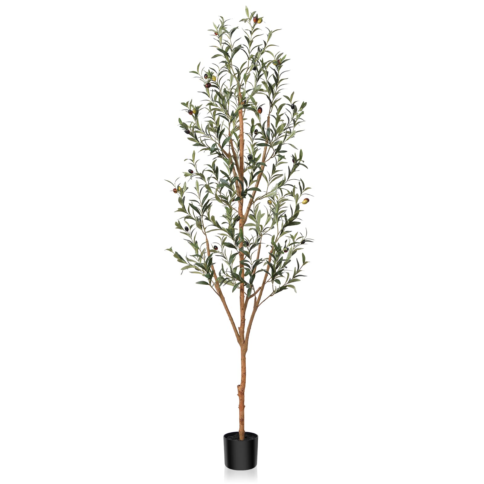 Kazeila Artificial Olive Tree 6FT Tall Faux Silk Plant for Home Office Decor Indoor Fake Potted Tree with Wood Branches and Fruits - Medaid International