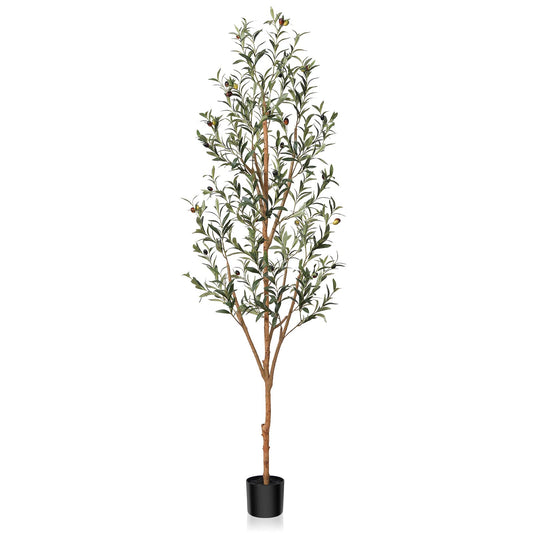 Kazeila Artificial Olive Tree 6FT Tall Faux Silk Plant for Home Office Decor Indoor Fake Potted Tree with Wood Branches and Fruits - Medaid International