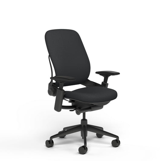 Steelcase Leap Chair Black Base - Hard Floor Casters - Black Fabric V2 - Medaid International