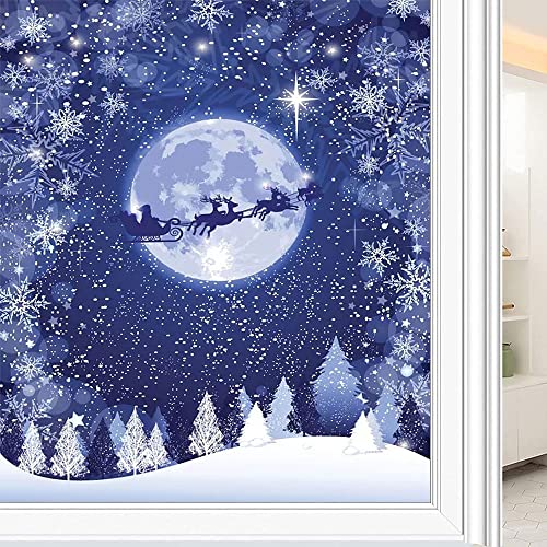 Christmas Privacy Window Film, Christmas Style Print, Glass Film for Home Office Living Room, W23.6 x L59 Inch - Medaid International