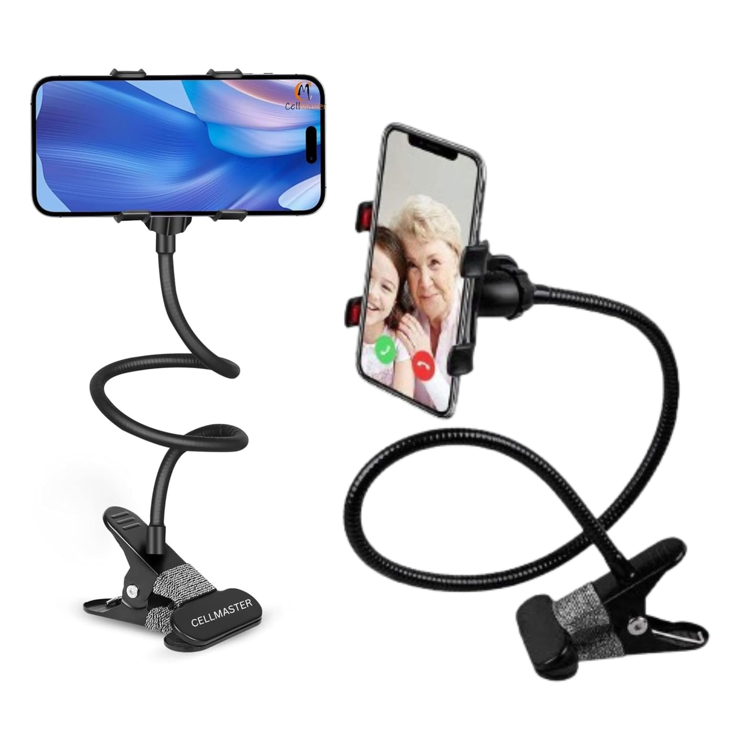 CELLMASTER Metal 360 Degree Flexible Portable Foldable -Lazy Stand Bracket Cell Phone Holder/Gooseneck Long Arm Clip Mobile Stand for Table Mobile Stand for Bed Office - Medaid International