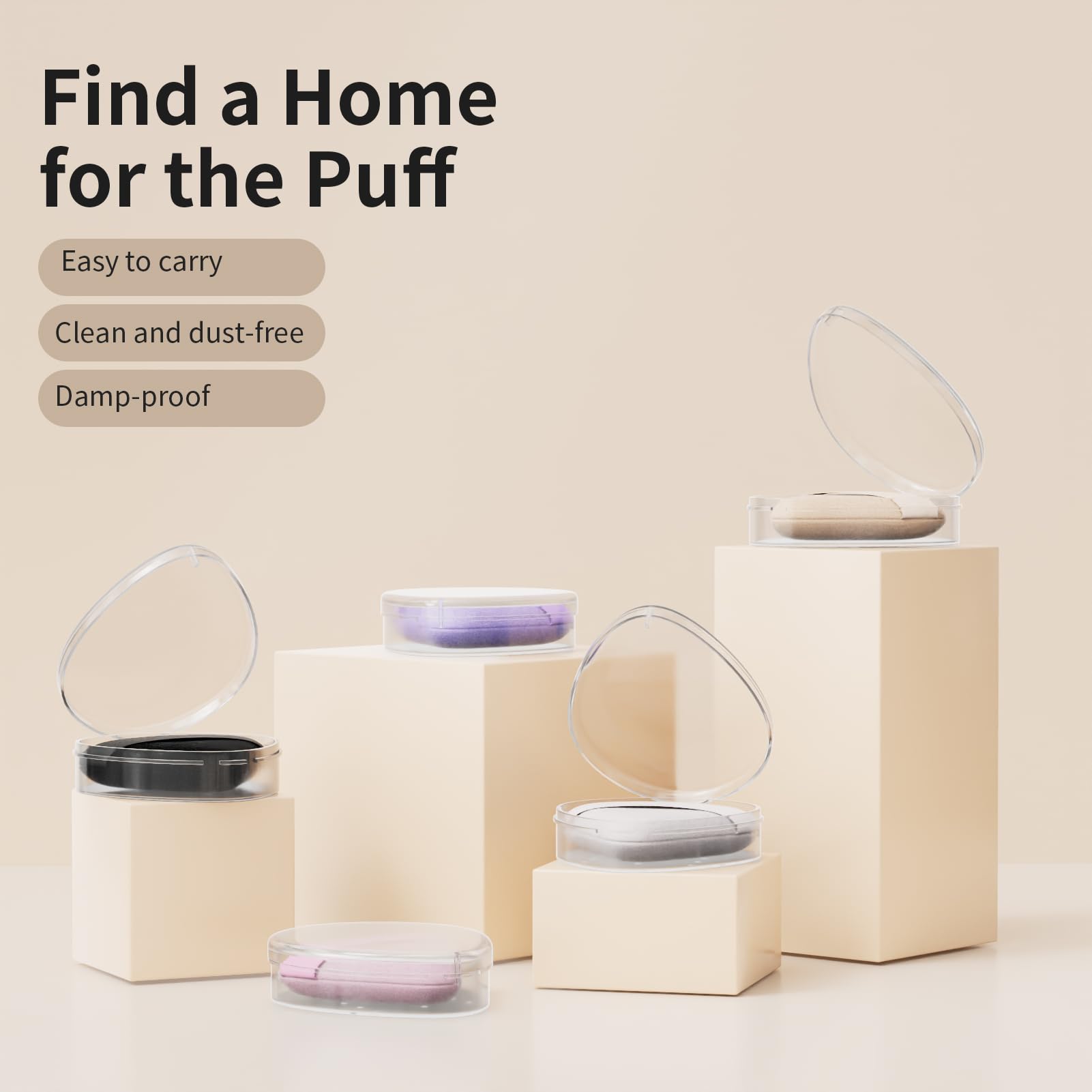 5 Pack Triangle Powder Puff Holders – Multifunctional Cosmetic Storage Case for Makeup Puffs, Beauty Blenders – No Sponge Included - Medaid International