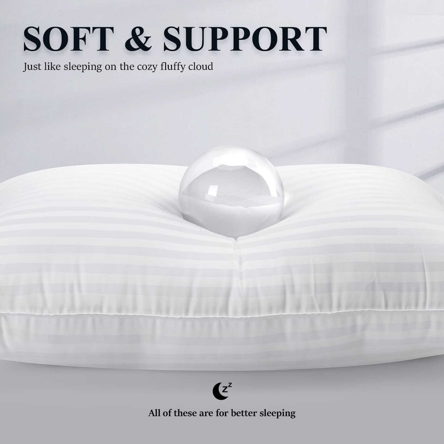 COZSINOOR Bed Pillows for Sleeping Queen Size - Hotel Quality Set of 2 - Breathable Down Alternative Microfiber Filled for Back, Stomach, Side Sleepers, Cooling & Skin-Friendly - Medaid International