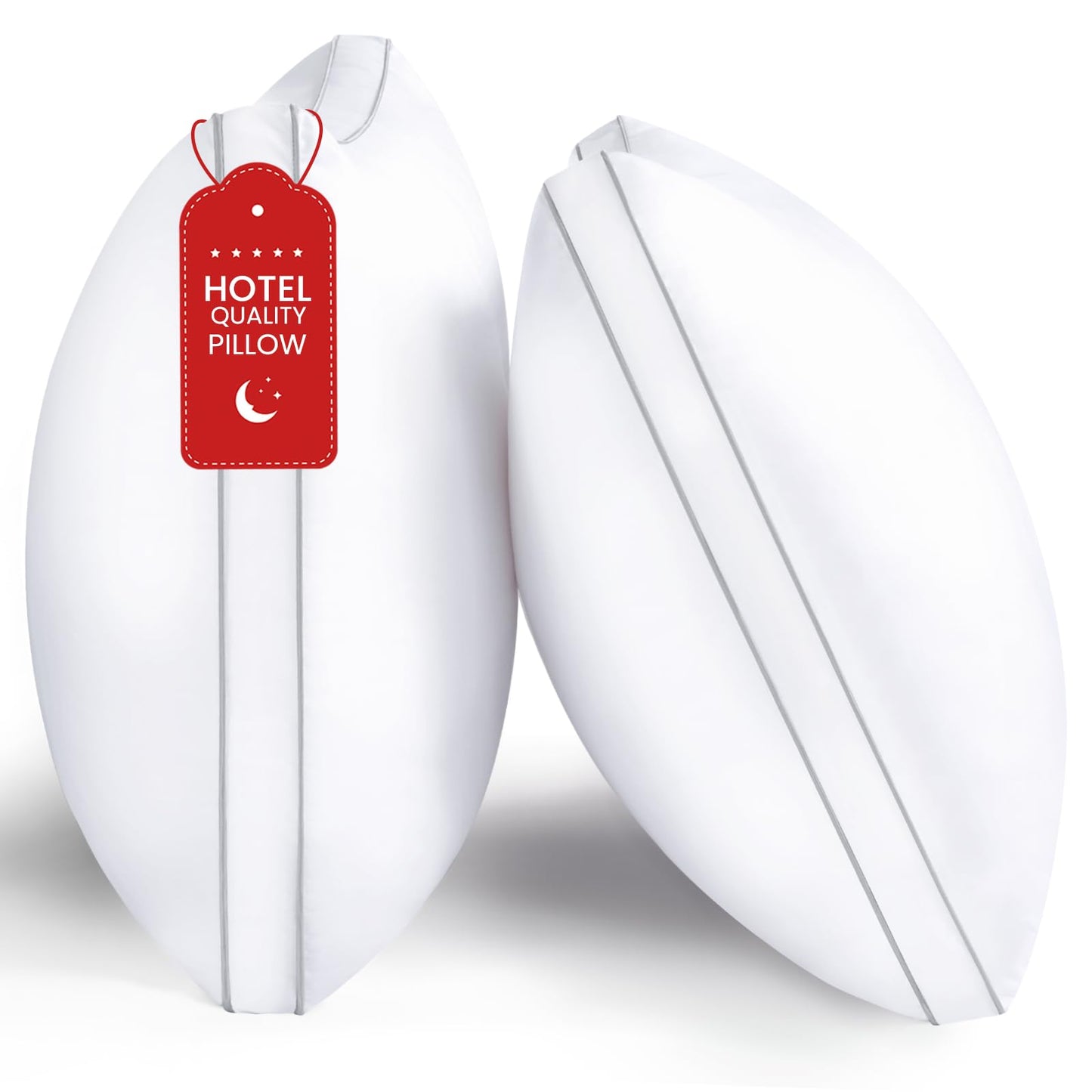 ROUMEA Pillows Queen Size Set of 2, Gusseted Bed Pillows for Sleeping 2 Pack, Luxury Hotel Quality, Supportive Queen Pillow with Soft Down Alternative for Back Stomach Side Sleepers, Machine Washable - Medaid International