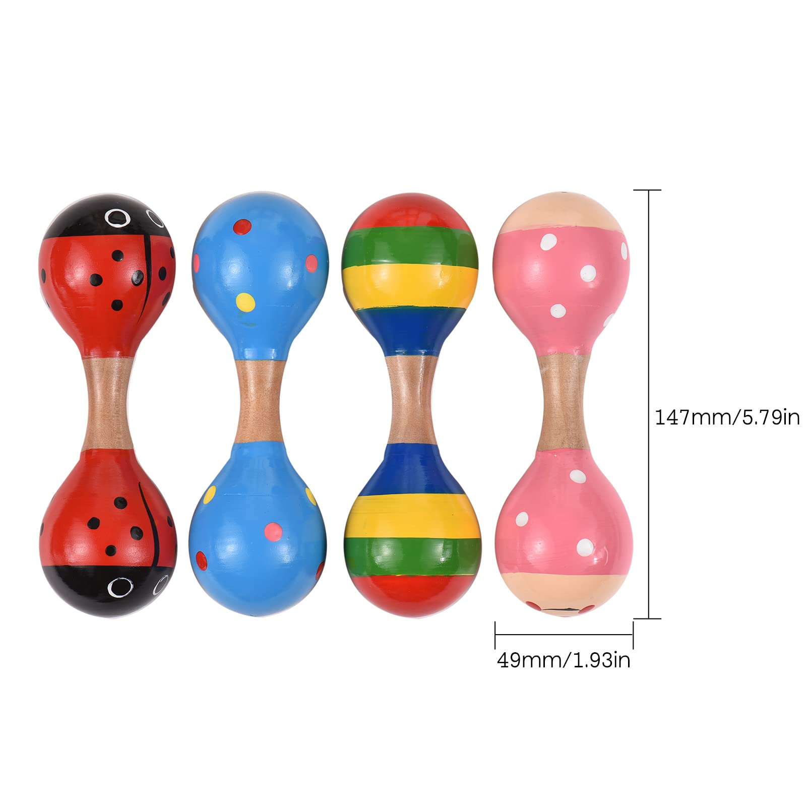 4 قطع من خشخيشات ماراكاس خشبية صغيرة للاطفال من جوليريتك، العاب الة موسيقية ملونة لطيفة للاطفال الاولاد الصغار - Medaid International