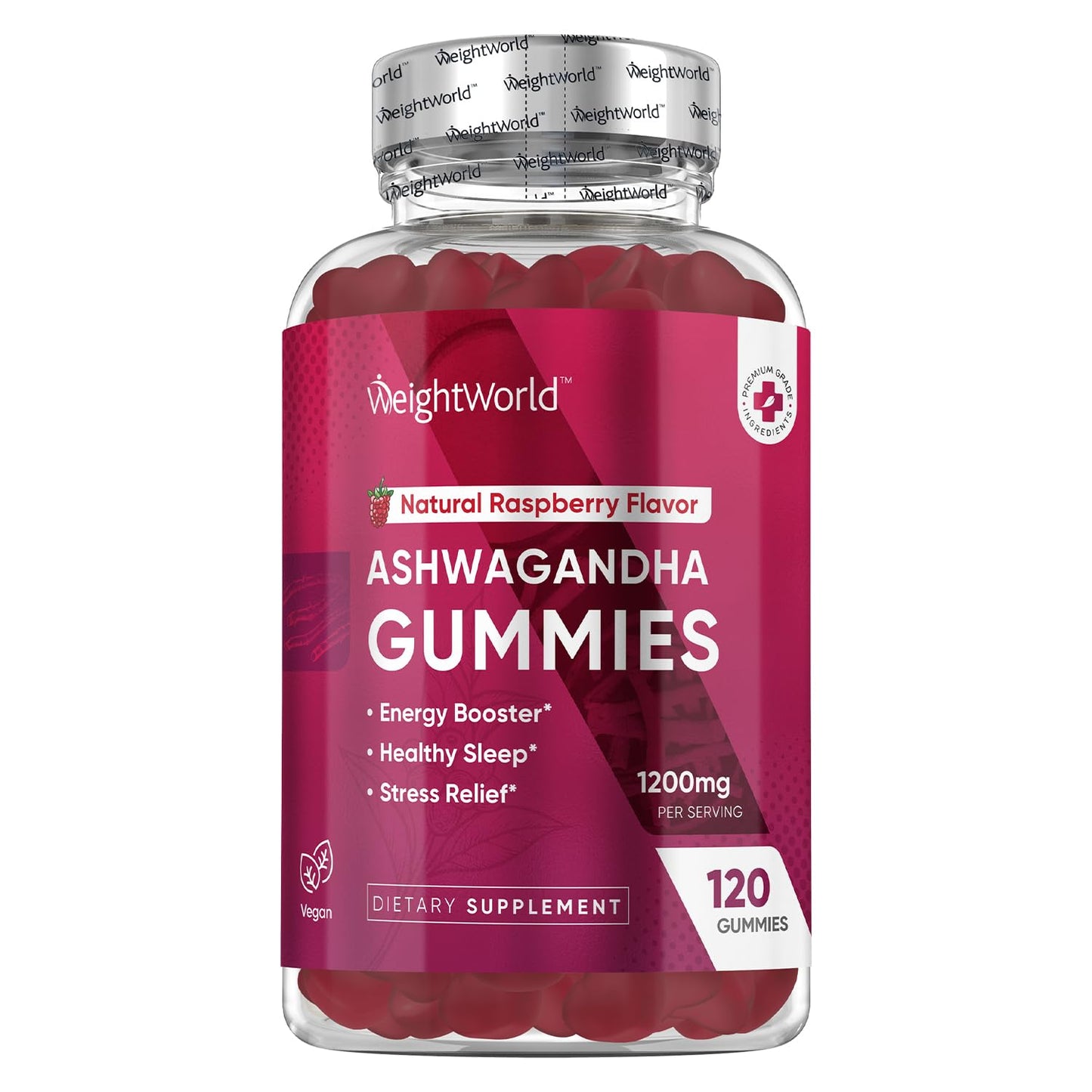 WeightWorld Ashwagandha Gummies for Women and Men 1200mg - 120 Gummies (2-Month Supply) - Ashwagandha Supplement Gummies for Energy Booster, Healthy Sleep & Stress Relief - Vegan & Gluten-Free - Medaid International