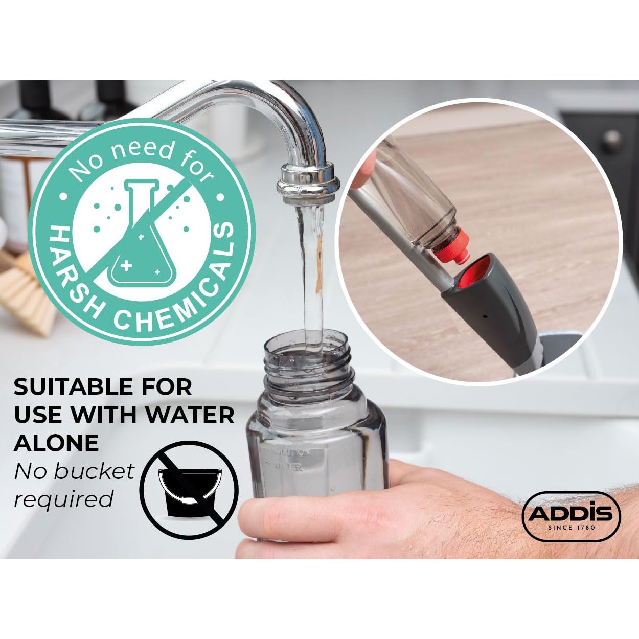 Addis 513619 Spray Mop 2 in 1 with Microfibre Flat Pad Head, Metallic & Blue, 40 x 12 x 128 cm - Medaid International