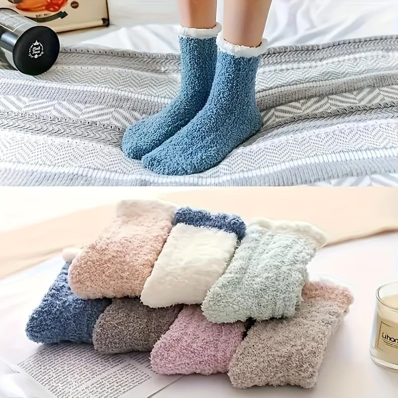 6 Pairs Womens Fuzzy Socks for Women, Warm Soft Christmas Sleeping Socks for Women Christmas Gift - Medaid International